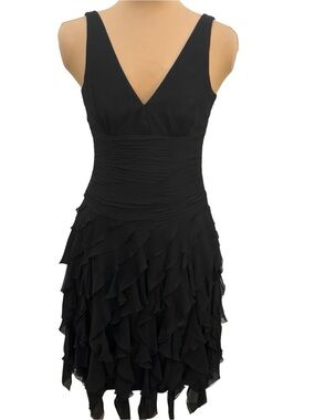 Laundry by Shelli Segal 100% Silk Black Cocktail Dress Carwash Hem Size 2